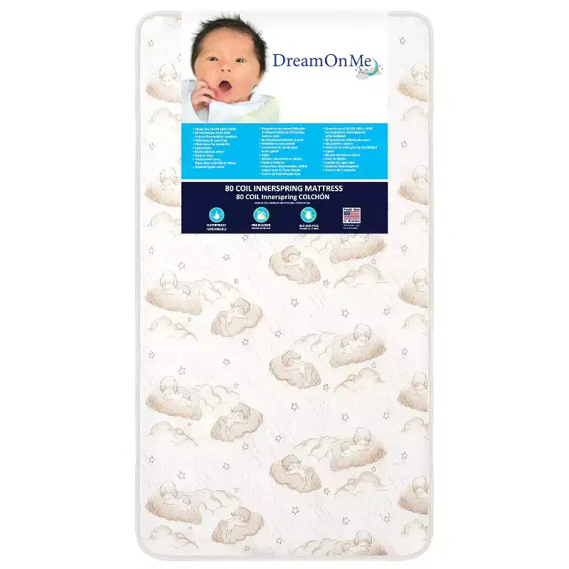 Matelas de lit de bébé et de tout-petit à ressorts hélicoïdaux de 5 po (80 ressorts) : Hypoallergénique, couche de soutien supplémentaire, housse imperméable