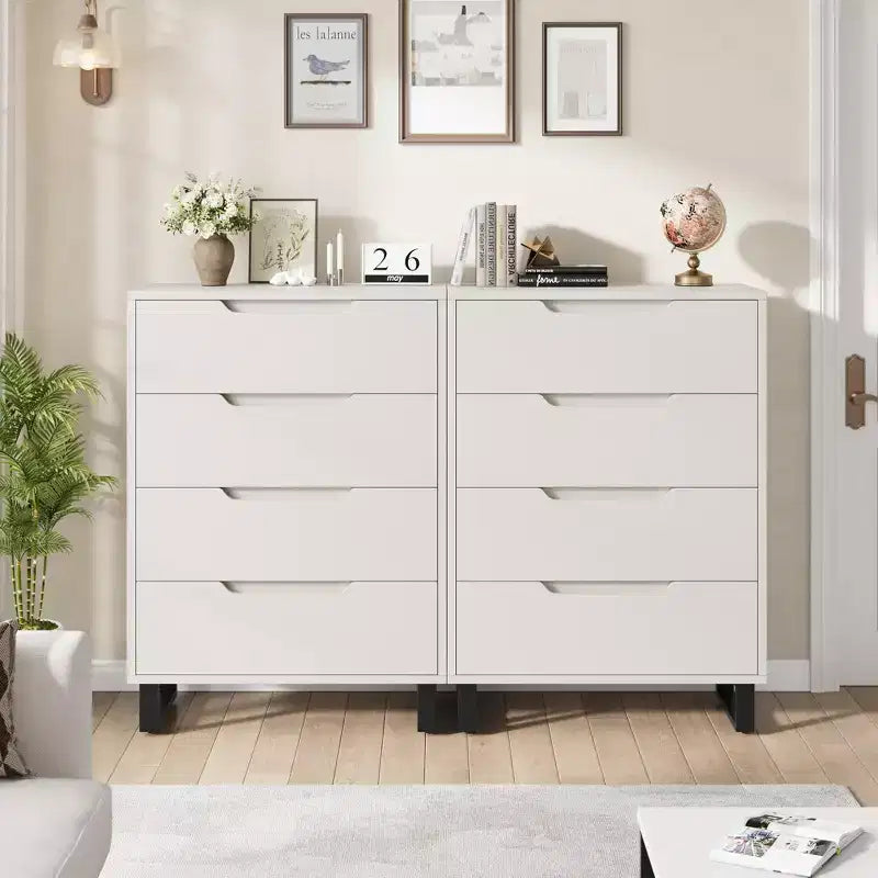 Commode 4 tiroirs pour chambre, commode verticale de 105 cm, armoire verticale autoportante avec rangement, commode de rangement en bois