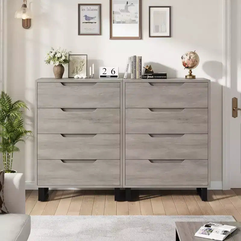 Commode 4 tiroirs pour chambre, commode verticale de 105 cm, armoire verticale autoportante avec rangement, commode de rangement en bois