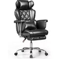 Executive Ergonomic Leather Office Chair with Footrest, Big and Tall Reclining Desk Chair with Lumbar Support, Heavy Duty SGS Class 4 Gas Lift
