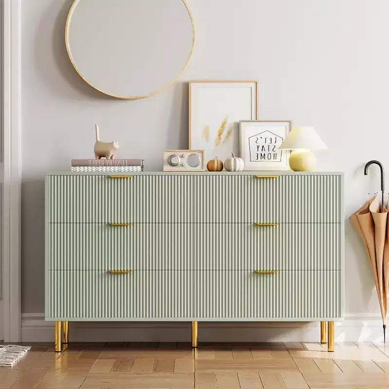 Commode 6 tiroirs pour chambre à coucher, avec poignées métalliques