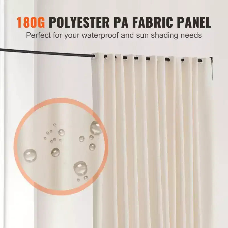 Paravent, Cloison de séparation portative sur roulettes avec rideau, Paravent autoportant pour bureau, Beige