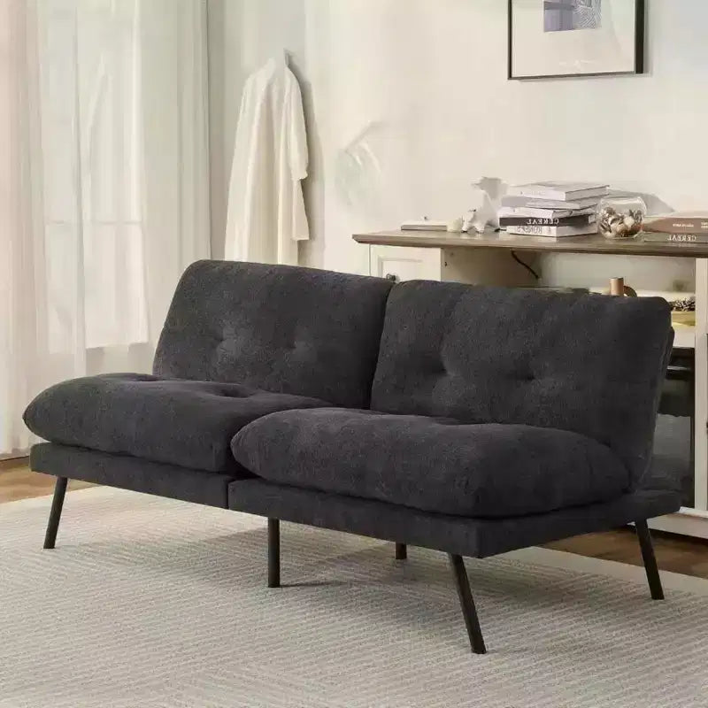 Dyonery 72 Convertible cushion sofa bed, movable cushions, adjustable back, plush fabric cushion sofa, modern folding sofa, living room