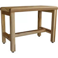 HomeRoots Compact Rectangular Teak Shower Outdoor Bench With Shelf In Natural Finish