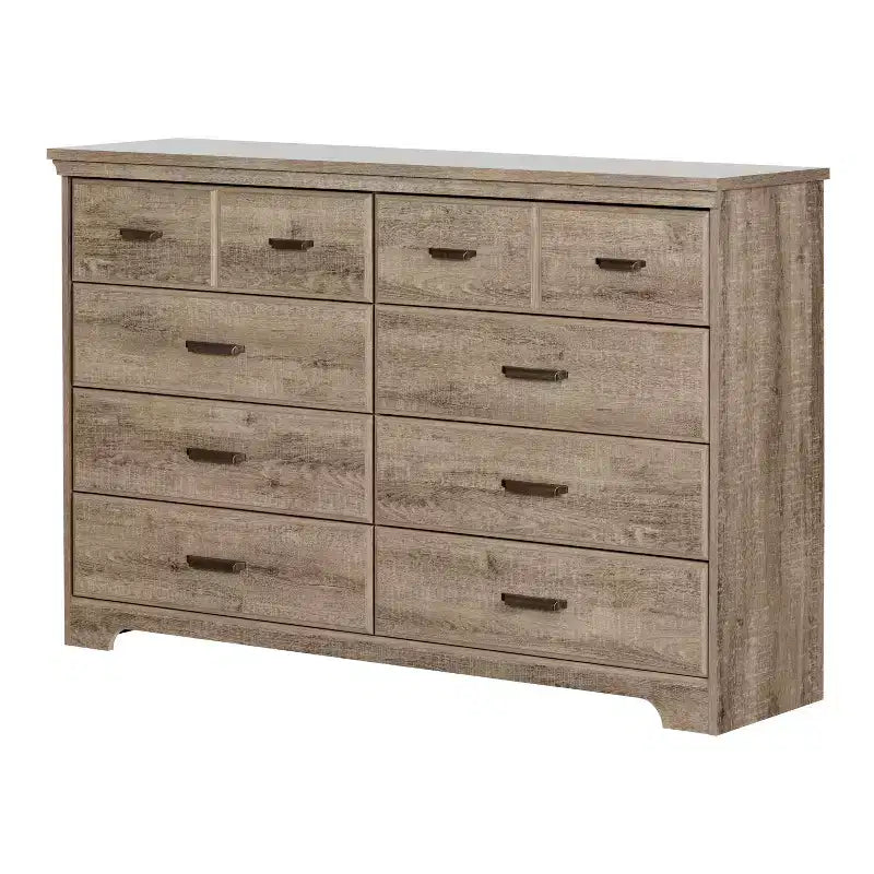 HomeStock 5.25 in.H Particle Board Horizontal Dressers with 8 - Drawers in Brown Finish
