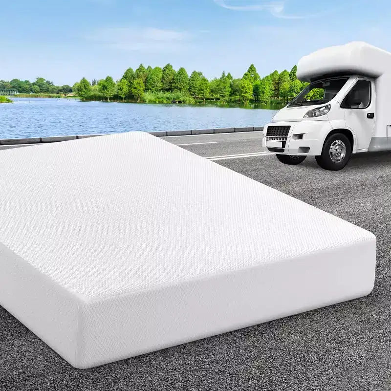 Dyonery RV Mattress 8/10-inch memory foam mattress, cooling green tea/gel medium-strength bed mattress in a box for campers, stress-relieving mattress