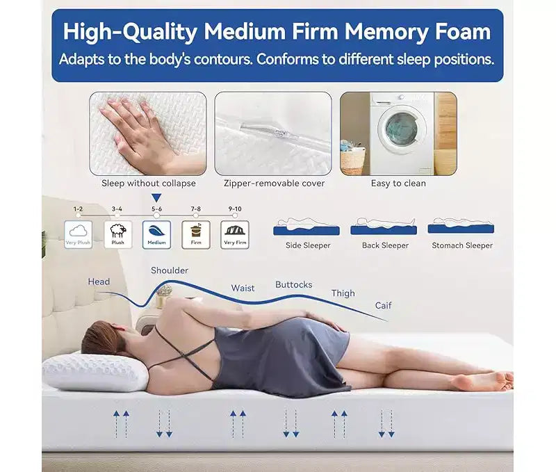 Matelas de VR – Matelas en mousse à mémoire de forme 8/10 pouces, matelas rafraîchissant au thé vert/gel de fermeté moyenne dans une boîte pour camping-cars, matelas anti-stress