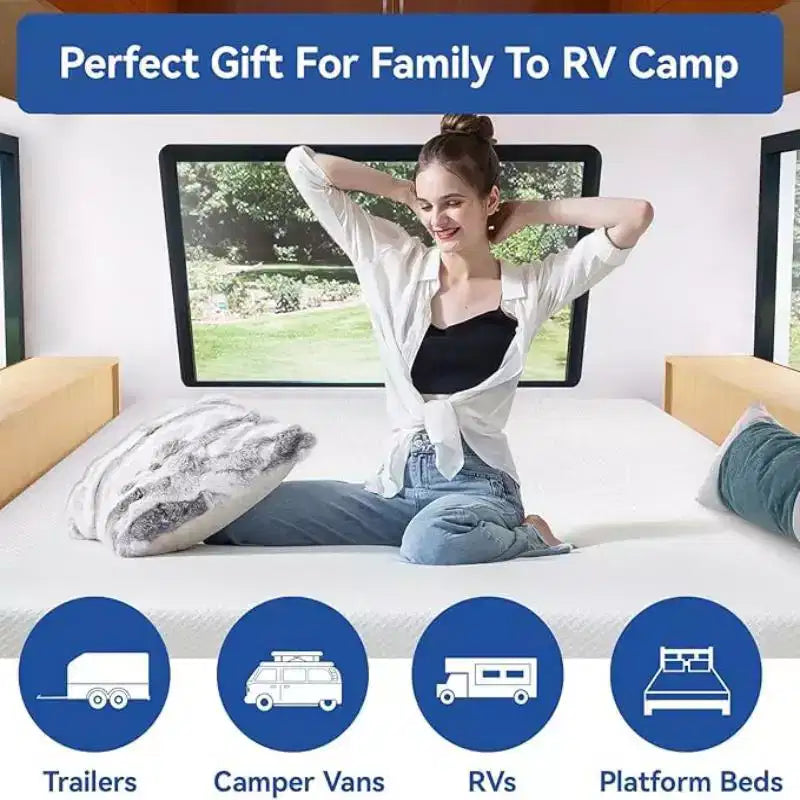 Matelas de VR – Matelas en mousse à mémoire de forme 8/10 pouces, matelas rafraîchissant au thé vert/gel de fermeté moyenne dans une boîte pour camping-cars, matelas anti-stress