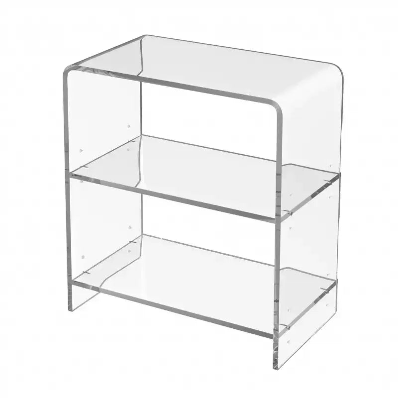 HomeRoots 25 Clear Plastic Two Tier Bookcase