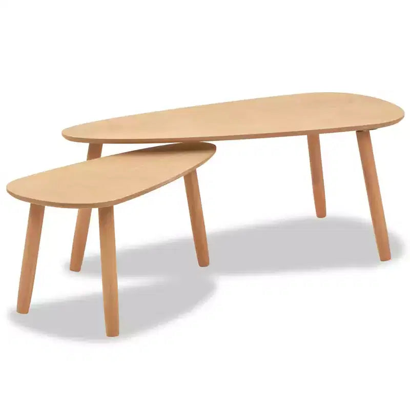 Ensemble de 2 tables basses Marron Pin massif, MDF Ensemble de deux pièces