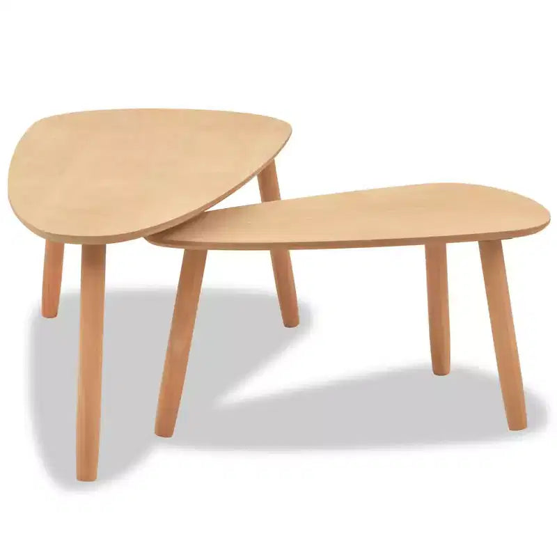 Ensemble de 2 tables basses Marron Pin massif, MDF Ensemble de deux pièces