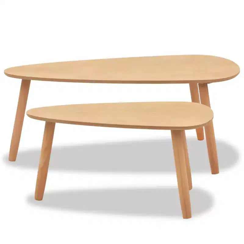 Ensemble de 2 tables basses Marron Pin massif, MDF Ensemble de deux pièces