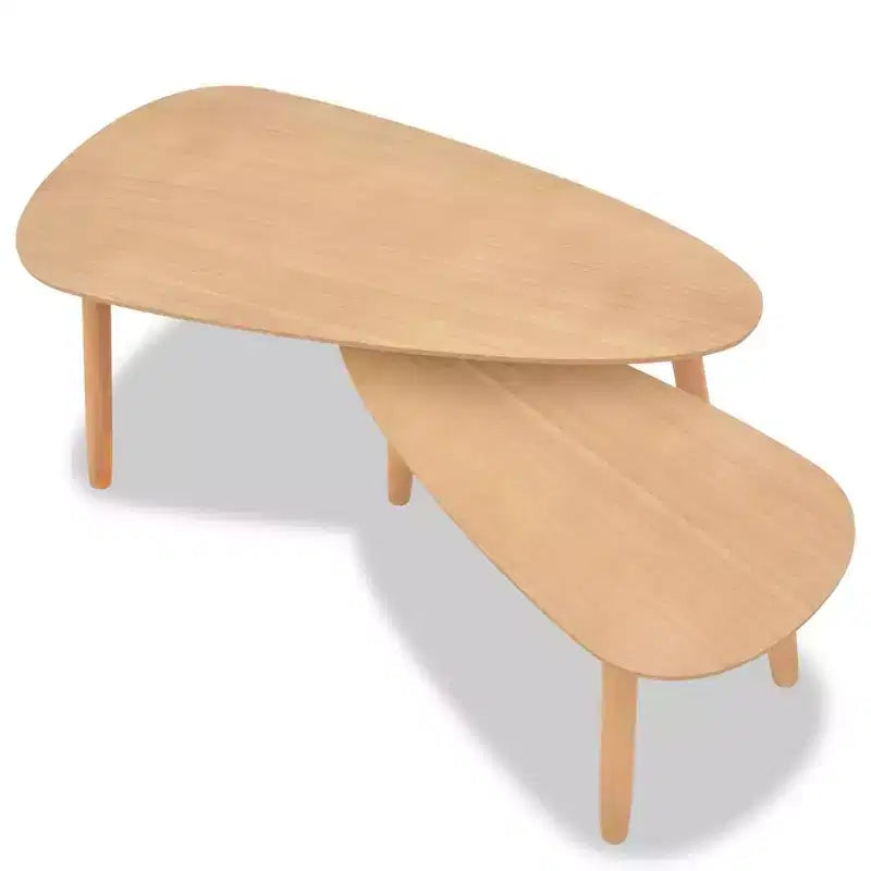 Ensemble de 2 tables basses Marron Pin massif, MDF Ensemble de deux pièces