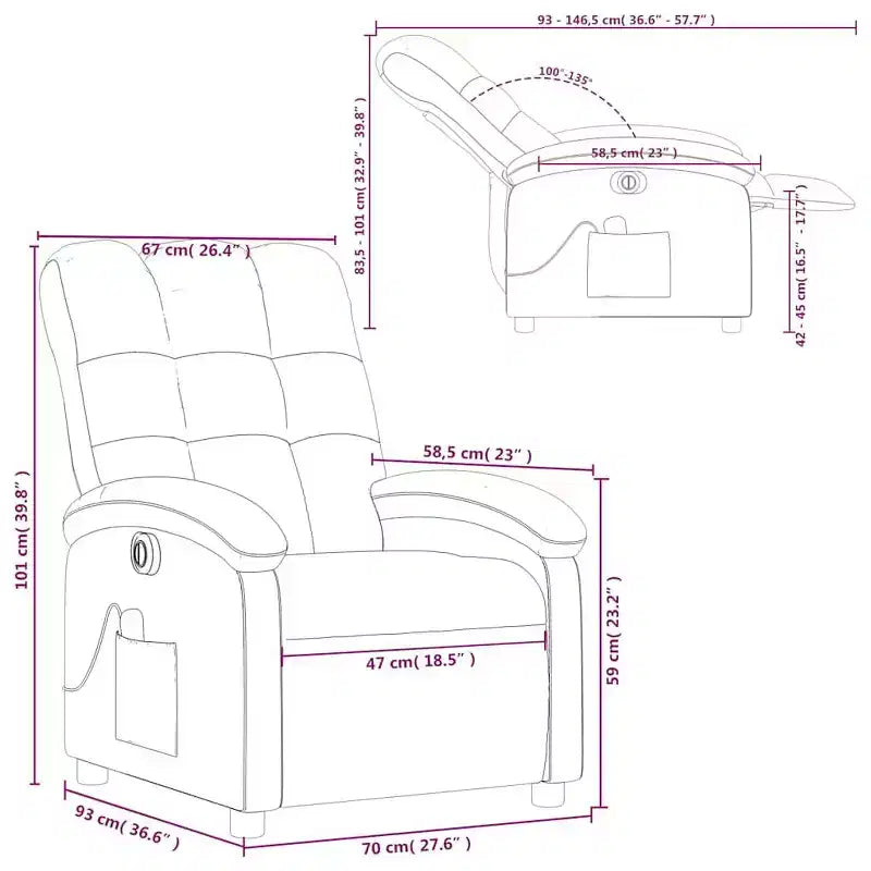 Fauteuil inclinable de massage électrique gris clair