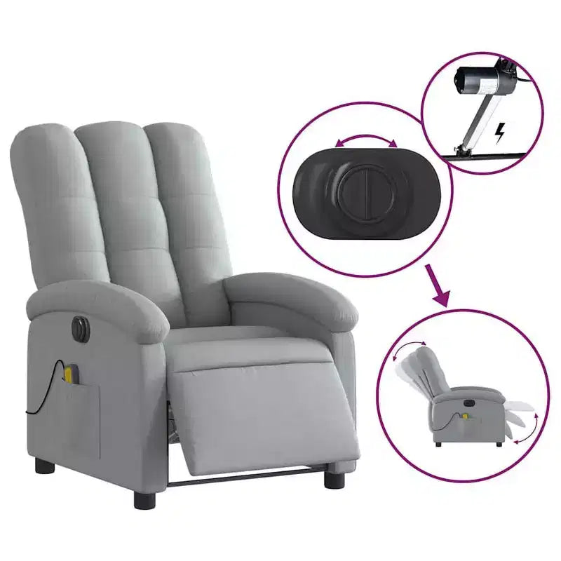 Fauteuil inclinable de massage électrique gris clair