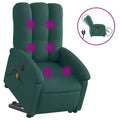 vidaXL Electric Massage Recliner-Lift Chair with Vibration Massage, Auto-Adjusting Backrest/Footrest, Dark Green Fabric, Side Pocket
