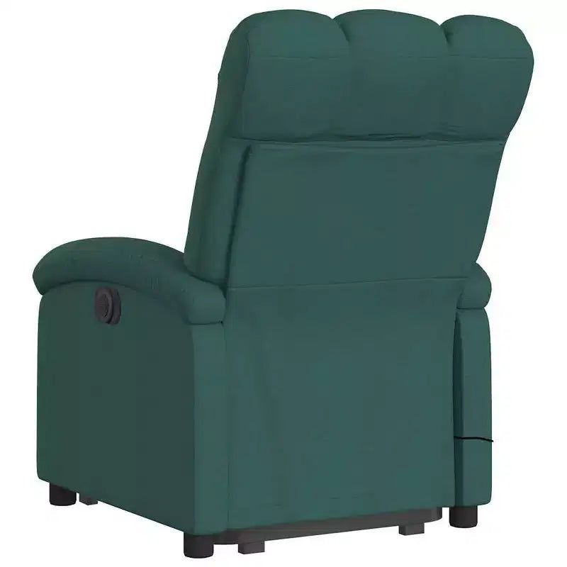 Fauteuil inclinable de massage électrique avec fonction releveur, massage par vibration, dossier/repose-pieds auto-ajustable, tissu vert foncé, poche latérale