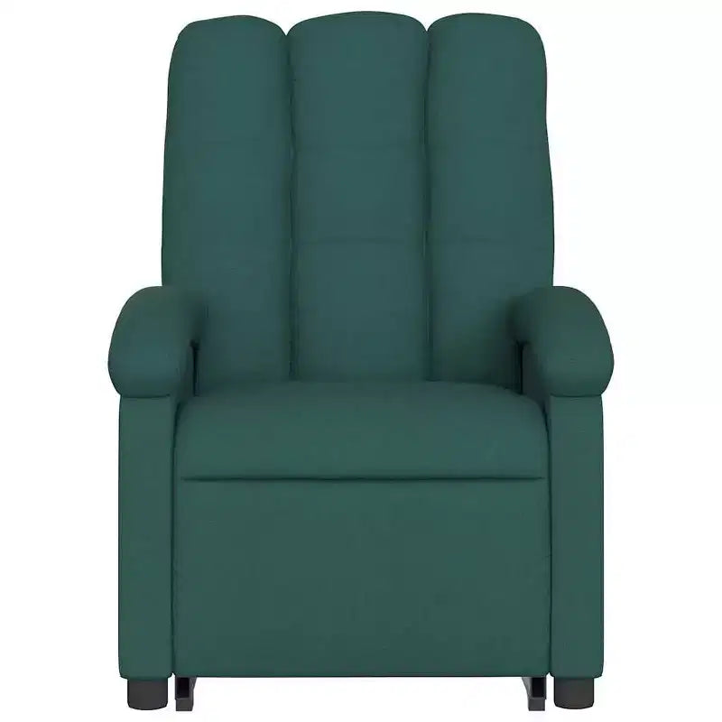 Fauteuil inclinable de massage électrique avec fonction releveur, massage par vibration, dossier/repose-pieds auto-ajustable, tissu vert foncé, poche latérale