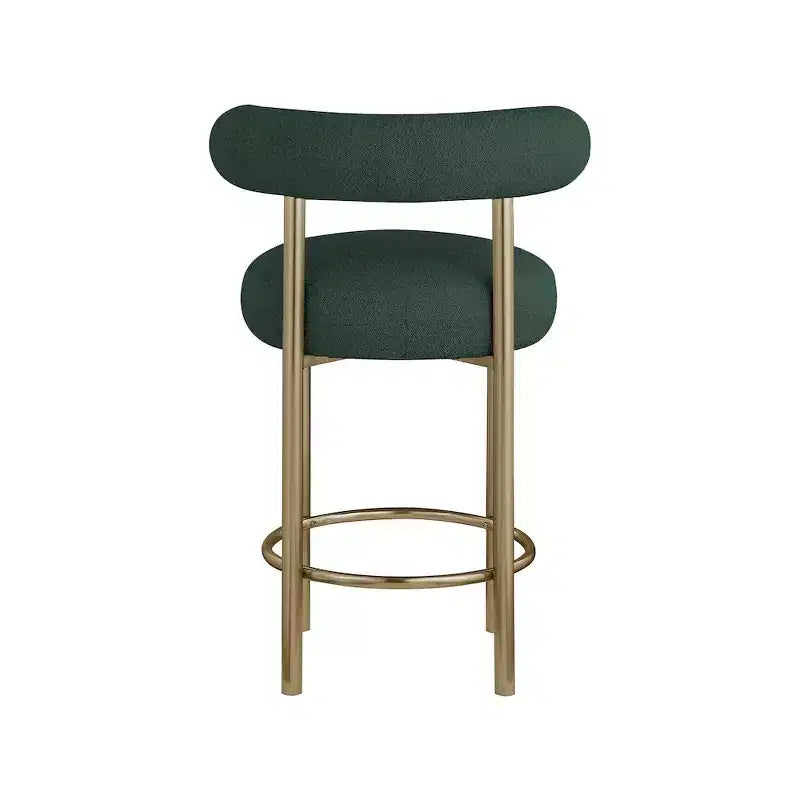 Tabouret en tissu bouclé vert bordeaux, lot de 2