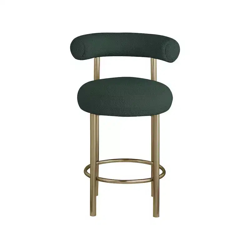 Tabouret en tissu bouclé vert bordeaux, lot de 2