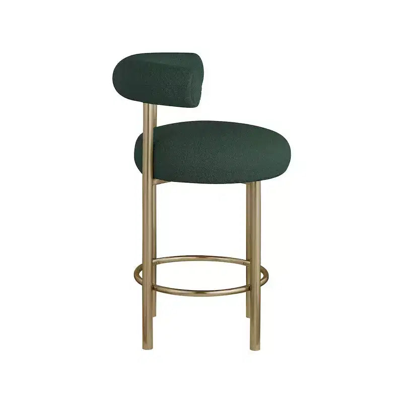 Tabouret en tissu bouclé vert bordeaux, lot de 2