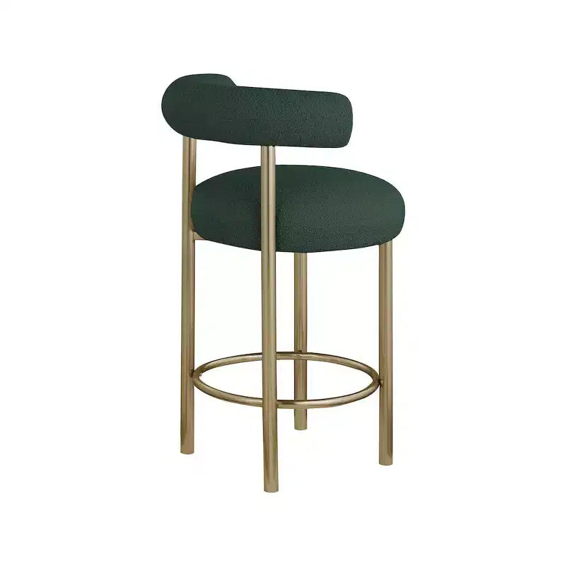 Tabouret en tissu bouclé vert bordeaux, lot de 2