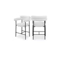 Meridian Furniture,Blake Cream Boucle Fabric Counter Stool, Set of 2