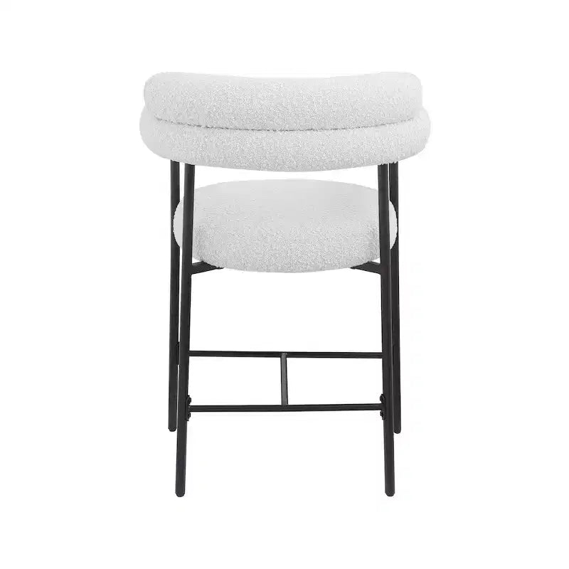 Tabouret de comptoir Blake en tissu bouclette crème, lot de 2
