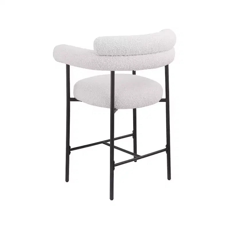 Tabouret de comptoir Blake en tissu bouclette crème, lot de 2