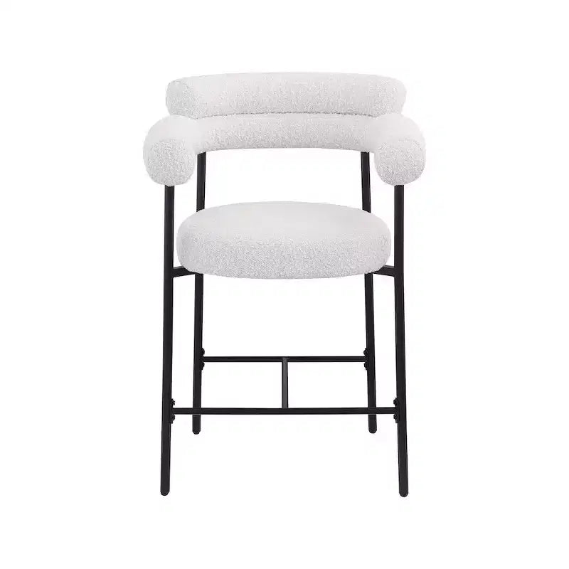 Tabouret de comptoir Blake en tissu bouclette crème, lot de 2