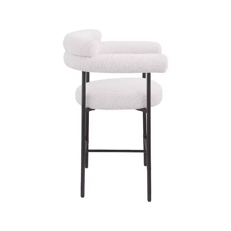 Tabouret de comptoir Blake en tissu bouclette crème, lot de 2