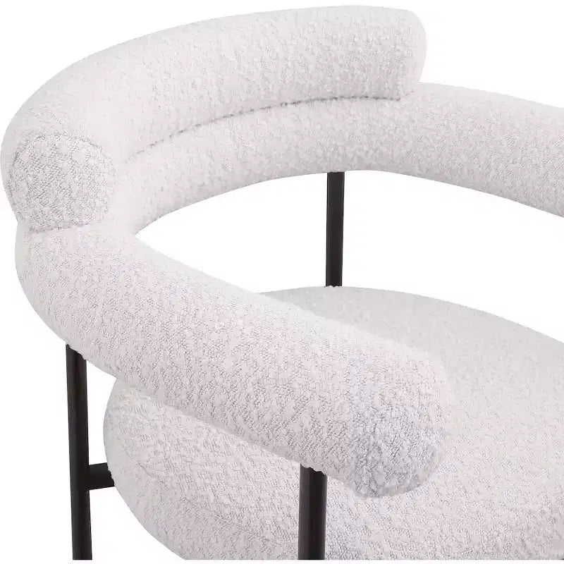 Tabouret de comptoir Blake en tissu bouclette crème, lot de 2