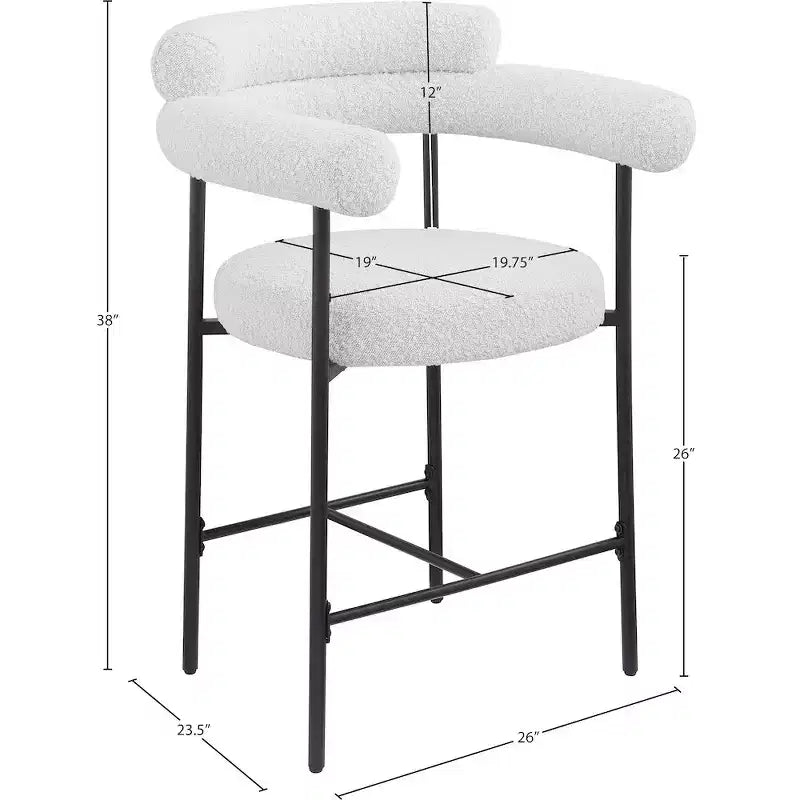 Tabouret de comptoir Blake en tissu bouclette crème, lot de 2