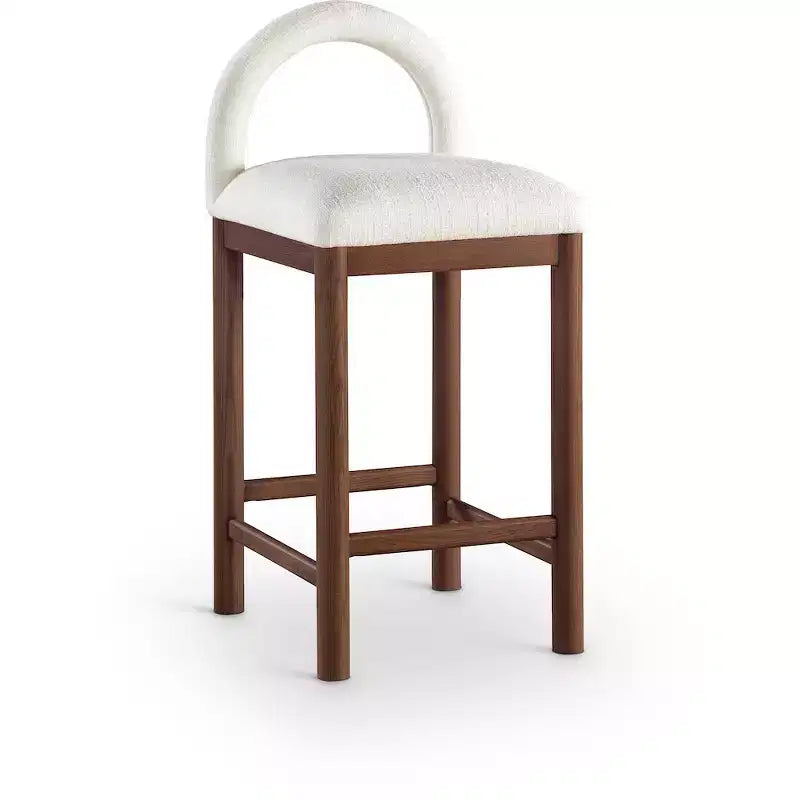 Meridian Furniture,Conrad Cream Linen Textured Fabric Counter Stool