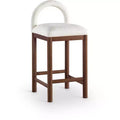 Meridian Furniture,Conrad Cream Linen Textured Fabric Counter Stool