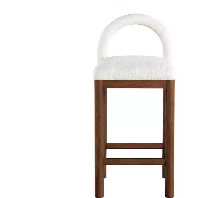 Tabouret de comptoir en tissu texturé lin crème Conrad
