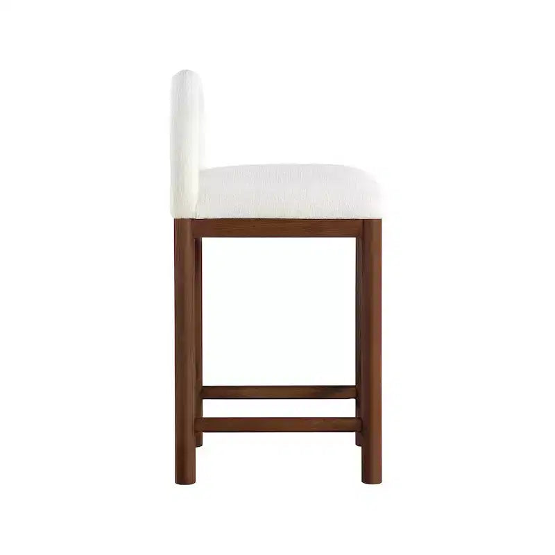 Tabouret de comptoir en tissu texturé lin crème Conrad