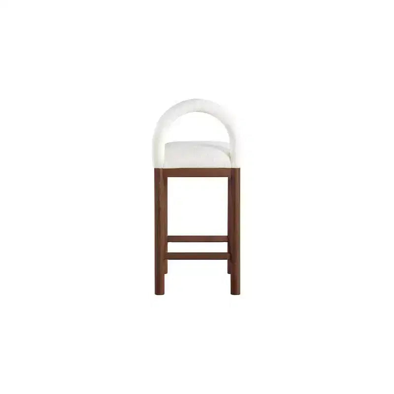 Tabouret de comptoir en tissu texturé lin crème Conrad