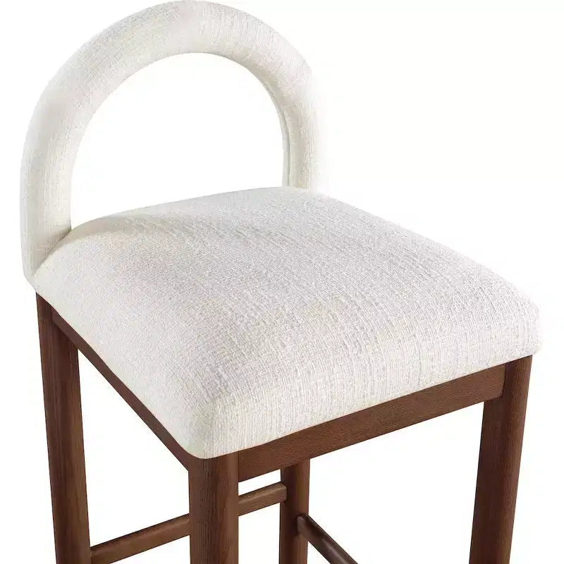 Tabouret de comptoir en tissu texturé lin crème Conrad