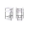 Meridian Furniture,Malin Cream Linen Textured Fabric Counter Stool, Set of 2