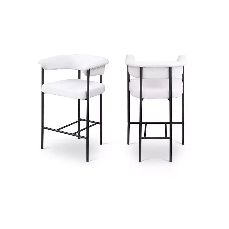 Meridian Furniture,Malin Cream Linen Textured Fabric Counter Stool, Set of 2