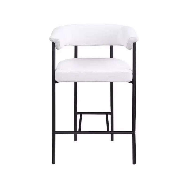 Tabouret de comptoir en tissu texturé lin crème, lot de 2