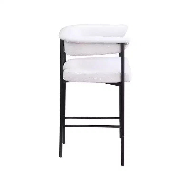 Tabouret de comptoir en tissu texturé lin crème, lot de 2