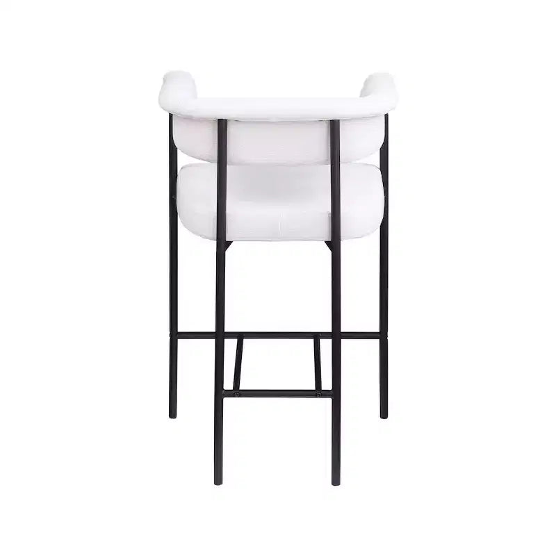Tabouret de comptoir en tissu texturé lin crème, lot de 2