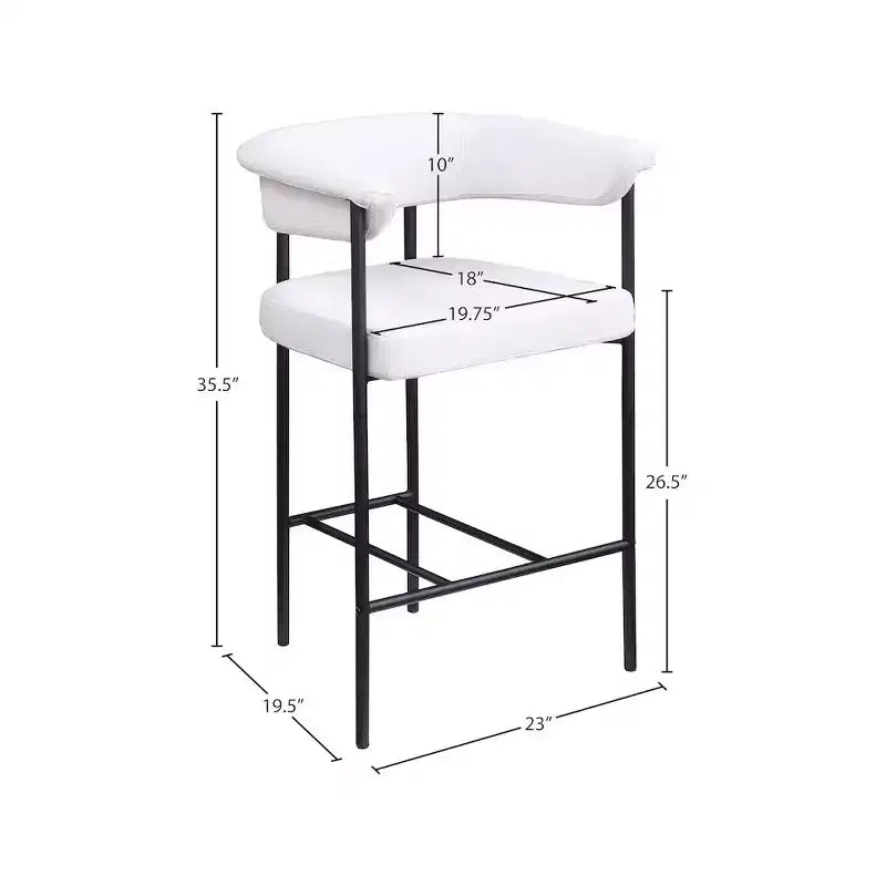Tabouret de comptoir en tissu texturé lin crème, lot de 2