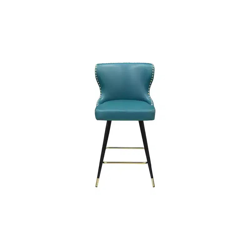 Tabouret de comptoir/bar Hendrix bleu en similicuir, lot de 2
