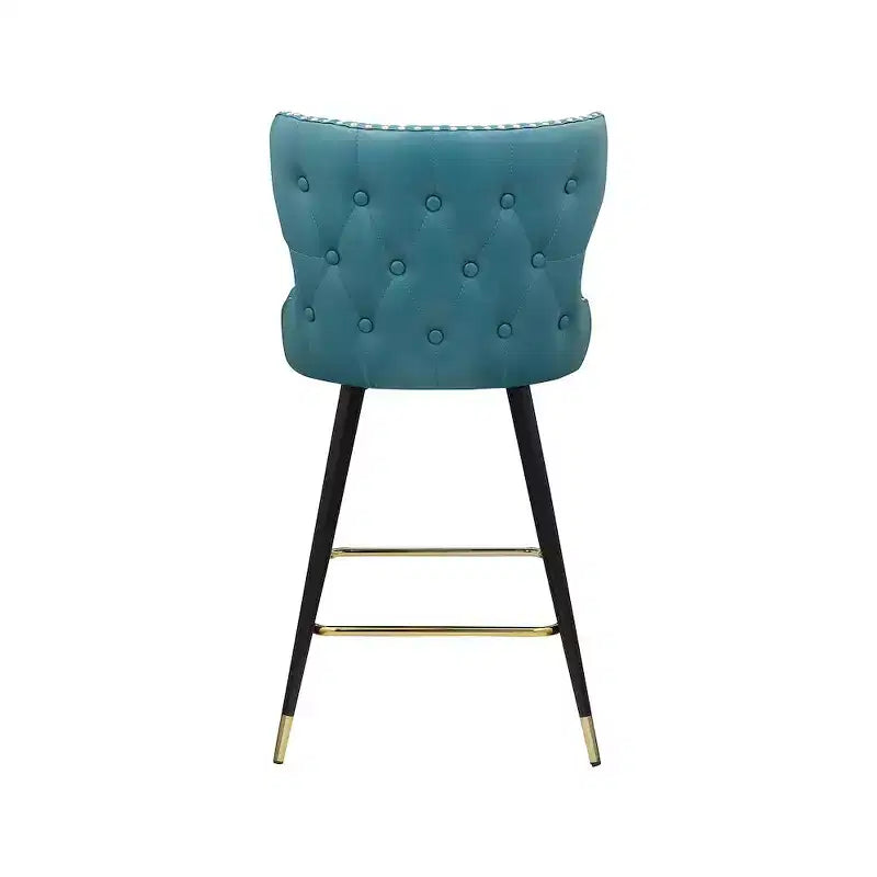 Tabouret de comptoir/bar Hendrix bleu en similicuir, lot de 2