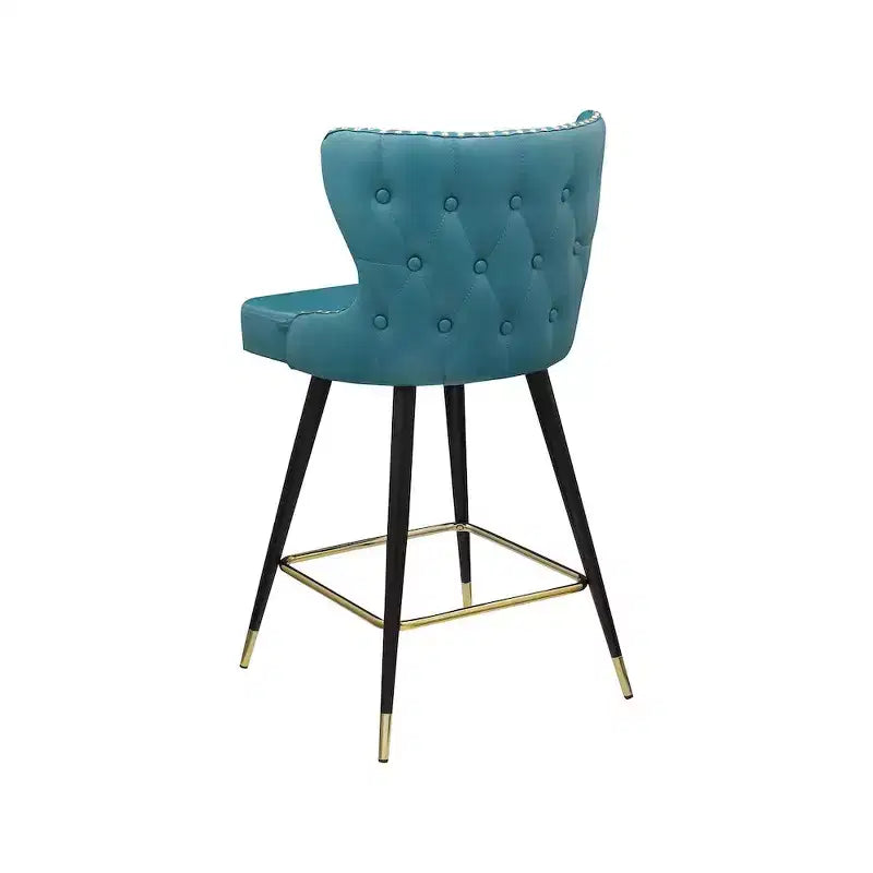 Tabouret de comptoir/bar Hendrix bleu en similicuir, lot de 2