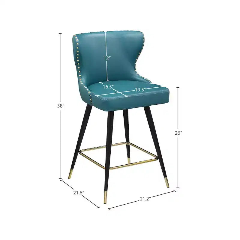 Tabouret de comptoir/bar Hendrix bleu en similicuir, lot de 2