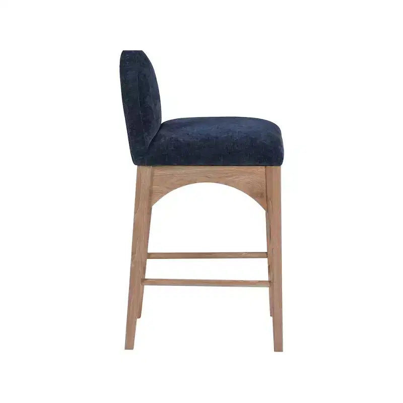 Tabouret en Tissu Chenille Bleu Marine Waldorf